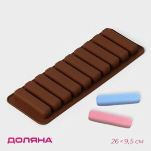 Форма для шоколада Доляна «Прямоугольник», силикон, 269,5 см, 10 ячеек (7,11,7 см), цвет коричневый