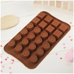 Форма для шоколадных конфет силиконовая "Ассорти", 24 ячейки