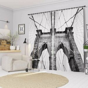 Фотошторы Бруклинский мост Ш150xВ280 см. 2шт. Атлас на тесьме