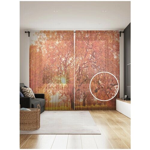 Фототюль JoyArty "Осеннее дерево", 145x265см (2 полотна со шторной лентой + 50 крючков)
