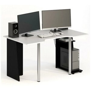Геймерский стол, Игровой стол 142х82 см. с подставкой для системного блока, ножки металл МагМебель СКП-6 Gl-6 черно-белый