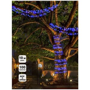 Гирлянда Нить уличная SH Lights 100 синих LED, 10 м, RB-LD100-B-E