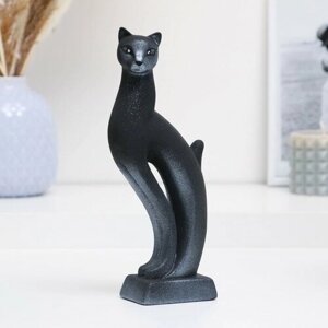 Хорошие сувениры Фигура "Кошка Рысь" чёрная с серебром 7х5х21см