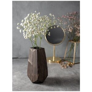 Интерьерная декоративная ваза для сухоцветов и искусственных цветов деревянная
