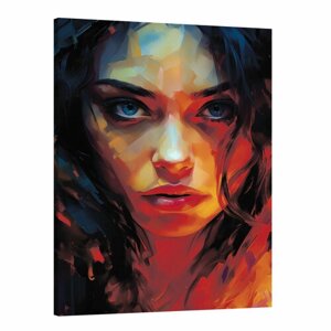 Интерьерная картина 50х70 "Страстная девушка с огненными глазами"