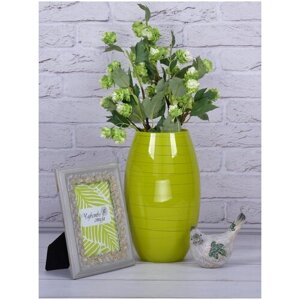 Интерьерная стеклянная ваза для цветов и сухоцветов, лимонный крем ваза, лимонный, овал 29см