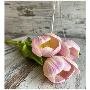 Искусственные цветы декоративные Набор из 3 бледно-розовых тюльпанов 35 см Karlsbach