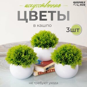 Искусственные цветы в горшке-кашпо растения декор 3 шт №7