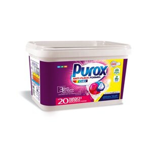 Капсулы для стирки цветных тканей Purox Color 20 шт по 18 г (контейнер)