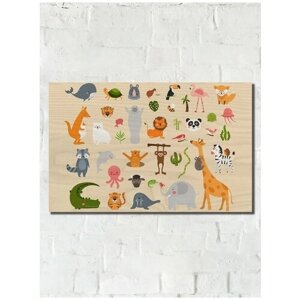Картина интерьерная на дереве детское животные детское зверьки милота - 5142