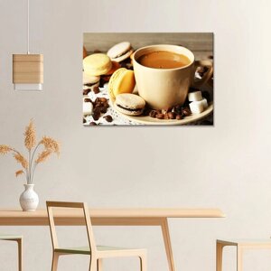 Картина/Картина на холсте для интерьера/Картина на стену/Картина для кухни/Кофе и десерт (4) 40х60