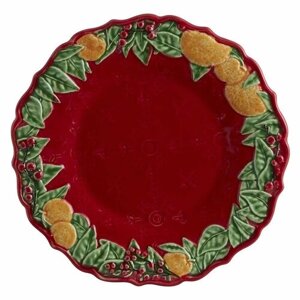 Керамическая закусочная тарелка, 22 см, красный/декор, серия Рождественская гирлянда, Bordallo Pinheiro, BOR65019413