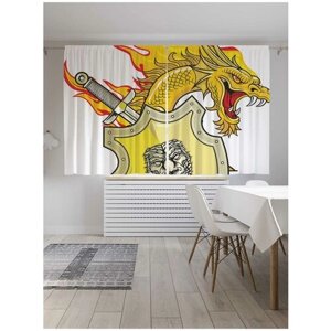 Классические шторы JoyArty "Дракон и щит", серия Oxford DeLux, 2 полотна 145x180 см