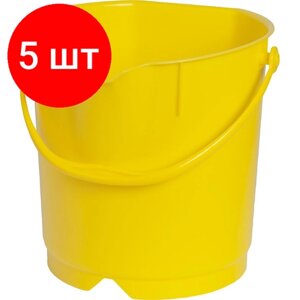Комплект 5 штук, Ведро FBK 9л желтое, армир. пластик противоударный, круглое, 80102-4