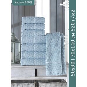 Комплект полотенце банное махровое 70х140 и 50х90 см, PATRIK SAYLI (голубой) FORTUNE