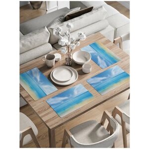 Комплект тканевых салфеток, плейсматов с рисунком JoyArty "Морская гладь" для сервировки стола, подарочный набор 46x30 см, 4шт.