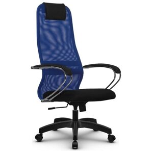 Компьютерное кресло METTA SU-BK-8 PL (SU-B-8 101/001) офисное, обивка: сетка/текстиль, цвет: синий/черный