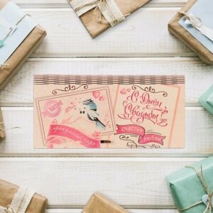 Конверт деревянный "С Днём Свадьбы! карточка, 17х8 см (комплект из 6 шт)