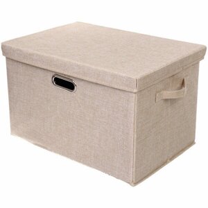 Коробка для хранения вещей складная с крышкой «дэстра», цвет светло-бежевый, 50*35*31см