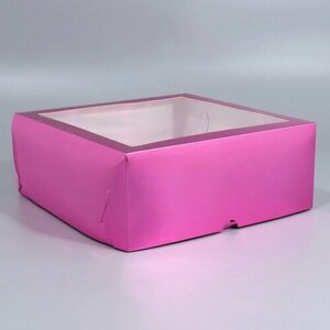Коробка для капкейков, кондитерская упаковка с окном, 9 ячеек «Розовая», 25 х 25 х 10 см (5 шт.)