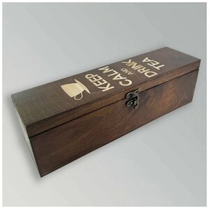 Коробка органайзер для чайных пакетиков из дерева с крышкой - 74