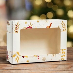 Коробка складная, крышка-дно, с окном "Счастливых каникул" 24 x 17 x 8 см, 5 шт.