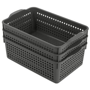 Корзина для хранения Лофт 3,8л 3 шт / контейнер / хозяйственная коробка, цвет серый