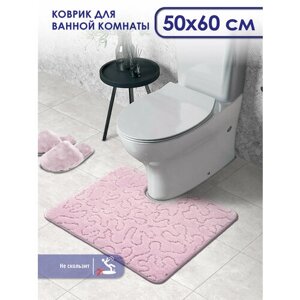 Коврик для ванной и туалета SHAHINTEX PP противоскользящий 50х60 003 фламинго 77, коврик для туалета с вырезом