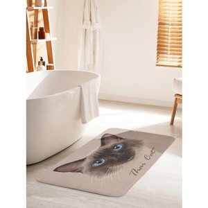 Коврик для ванной комнаты и туалета противоскользящий JoyArty "Тайский кот" 60х100 см