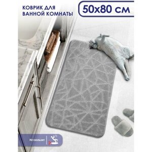 Коврик Shahintex PP 001, 50x80 см, 80х50 смдля ванной комнаты, серый