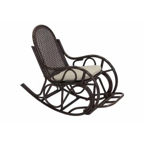 Кресло-качалка из натурального ротанга 05/17В разборное, цвет темно-коричневый, с подушкой