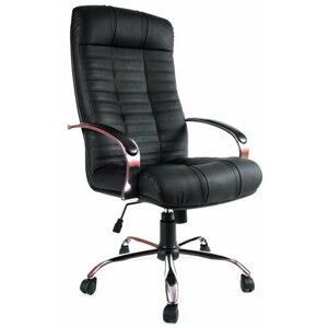 Кресло компьютерно офисное для руководителя Атлант Хром, искусственная кожа, черный