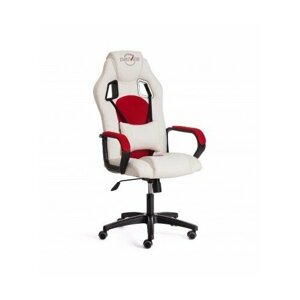 Кресло компьютерное DRIVER 22 экокожа+ткань, белый / красный