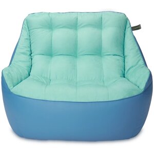 Кресло мешок «Диван Босс», эко-кожа и велюр, Синий и голубой