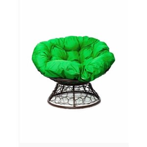 Кресло "Папасан" с ротангом коричневое / зеленая подушка M-Group