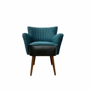 Кресло Свейн размер 66 х 70 см, наружная часть экокожа цвет черный, внутренняя часть текстиль цвет изумруд