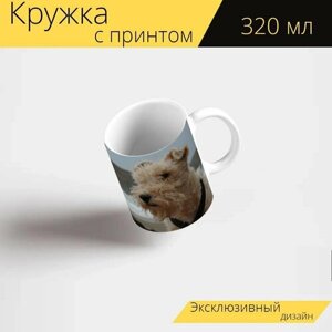 Кружка с рисунком, принтом "Собака, фокстерьер, портрет животных" 320 мл.