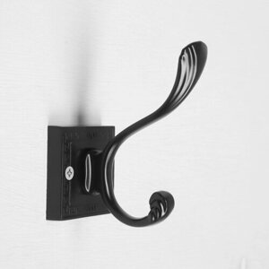 Крючок мебельный KMC008BL CAPPIO, двухрожковый, цвет черный