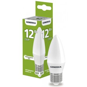 Лампа LED C35 свеча 12вт 230в 4000к E27 generica (5 шт.)