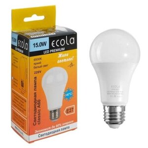 Лампа светодиодная Ecola classic Premium, Е27, А60, 15 Вт, 6500 К, 120х60 мм. В упаковке шт: 1