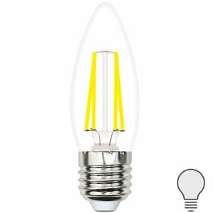 Лампа светодиодная Volpe E27 210-240 В 5.5 Вт свеча прозрачная 500 лм, нейтральный белый свет