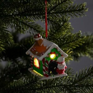 Luazon Lighting Ёлочная игрушка «Дом Деда Мороза» 6 7.8 5.5 см, от батареек, свечение тёплое белое
