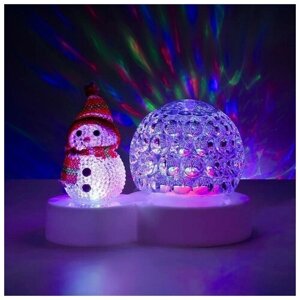 Luazon Lighting Световой прибор «Снеговик с прозрачным шаром» 9.5 см, свечение мульти, 220 В