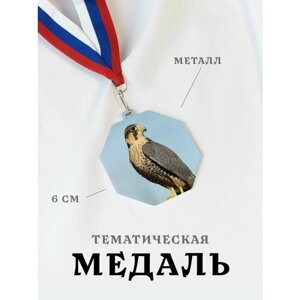 Медаль сувенирная спортивная подарочная Сокол, металлическая на ленте триколор