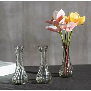 Мини ваза для цветов, прозрачная, 15 см, стекло, 1 шт