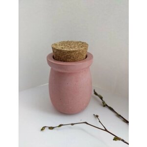 Мини-ваза из бетона, ваза под сухоцветы, ёмкость для хранения С крышкой из пробкового дерева, 7 см