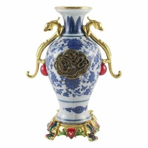 Миниатюрная ваза с двумя ручками "Талисман"Керамика, глазурь, металл, эмаль. Китай, вторая половина ХХ века.