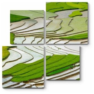 Модульная картина Рисовое поле в Му Чан Чай 80x80