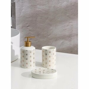 Набор аксессуаров для ванной комнаты Доляна «Андромеда», 3 предмета, цвет белый