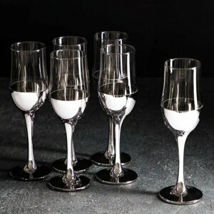 Набор бокалов для шампанского «Поло», 200 мл, 6 шт, цвет серебряный (комплект из 2 шт)